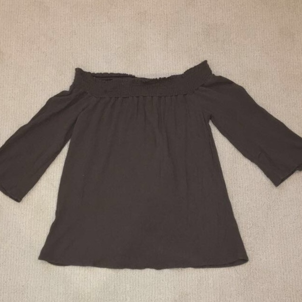 Olive Green Off-the-Shoulder Scrunch Band Top